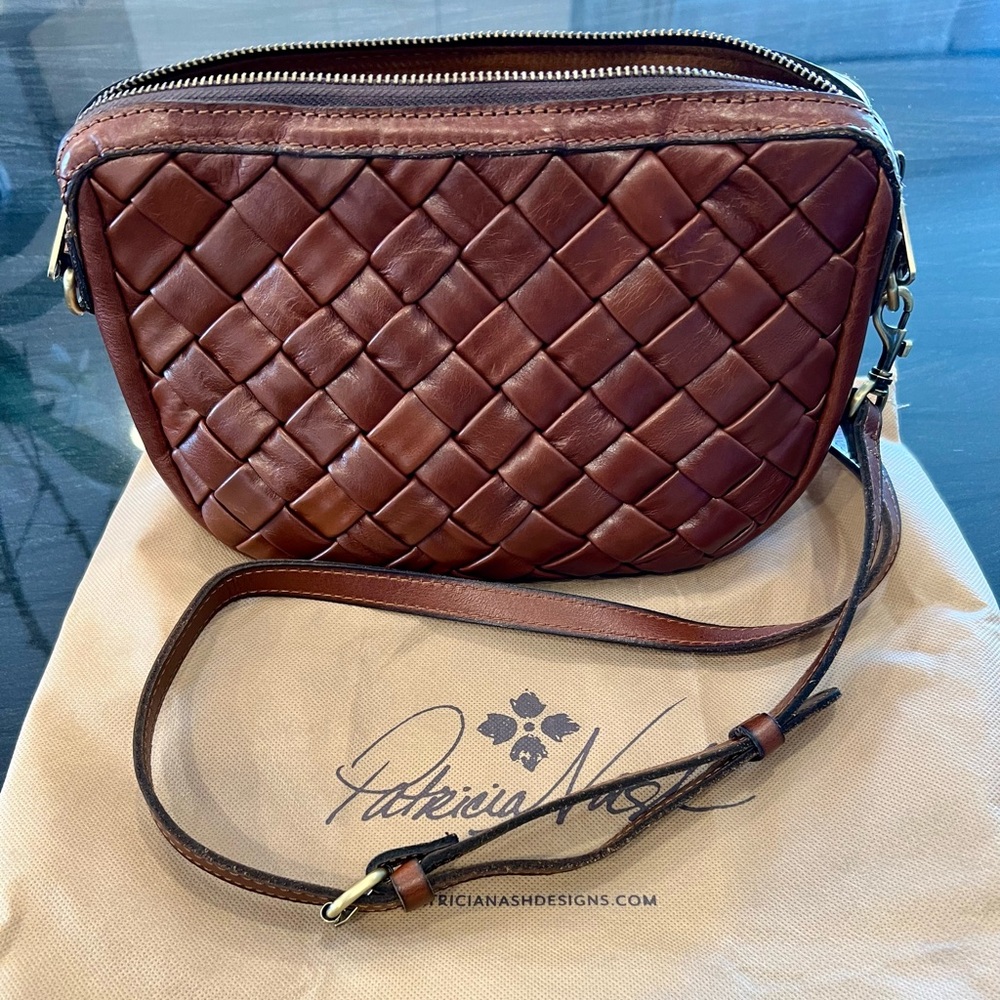 Patricia Nash Woven Brown Leather Crossbody Bag